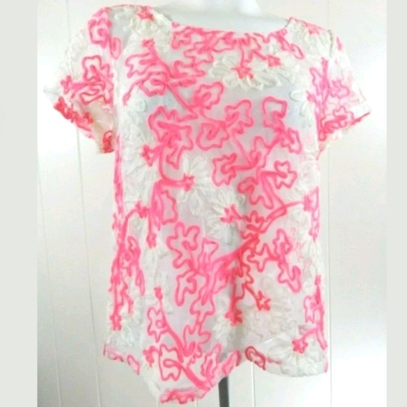 Meadow Rue Anthropologie Sheer Cherry Blossom Top - Picture 2 of 4